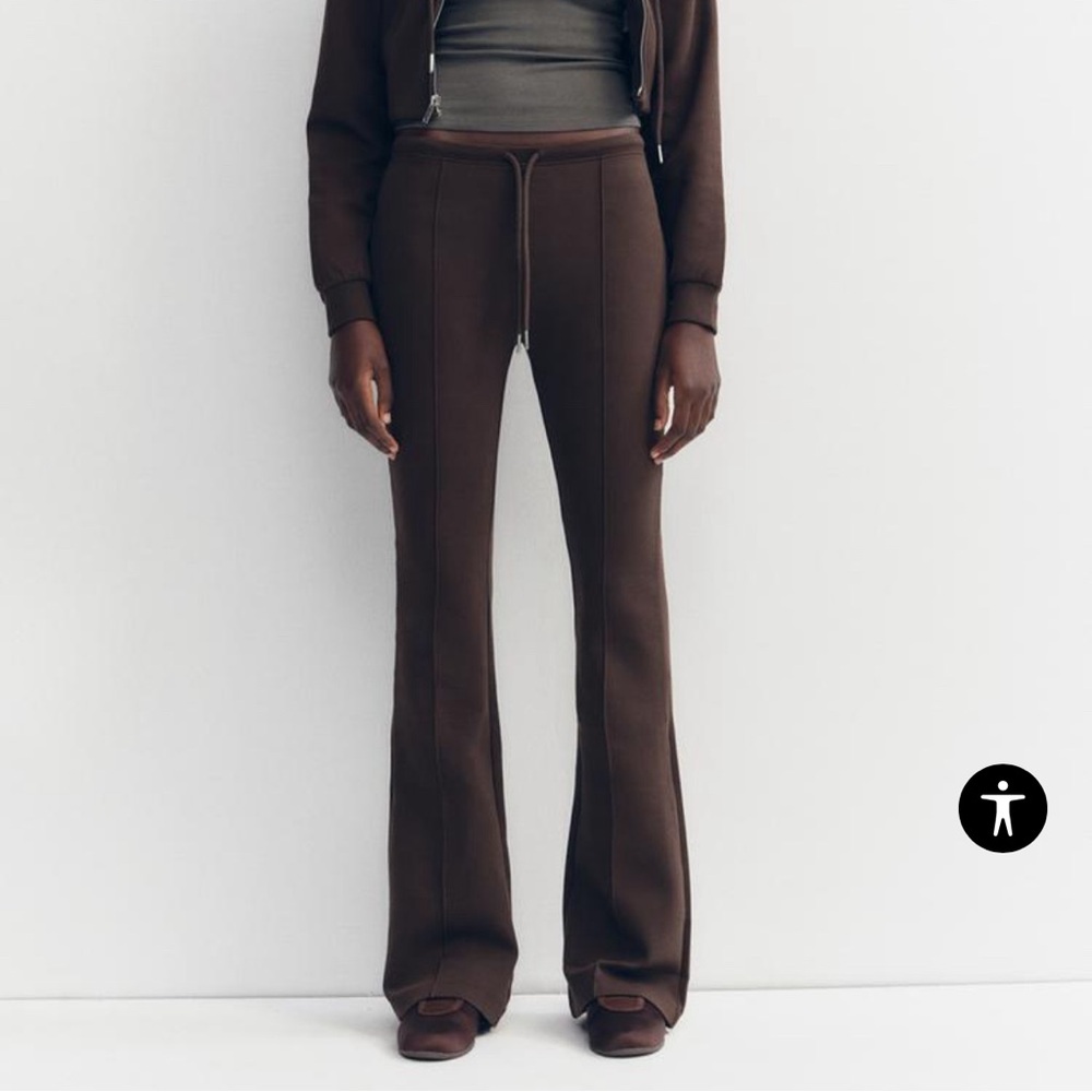 Zara Flare Interlock Pants with Seams